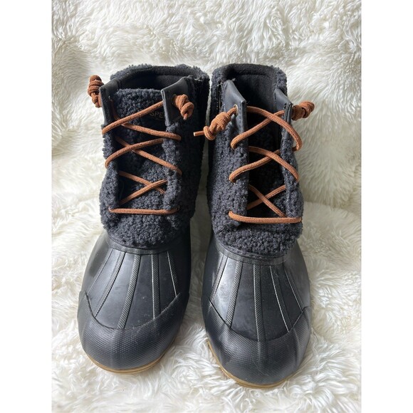 Sperry Saltwater Sherpa Duck Boots Womens 9 Navy/Black Waterproof Side Zip - Picture 4 of 8
